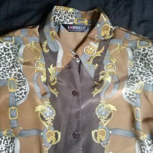 Vintage Loubella Western Equestrian Polyester Disco Shirt